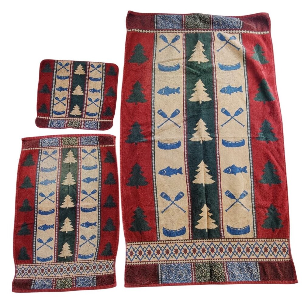 Vintage Cecil Laydah Cabin Theme Towel Set
